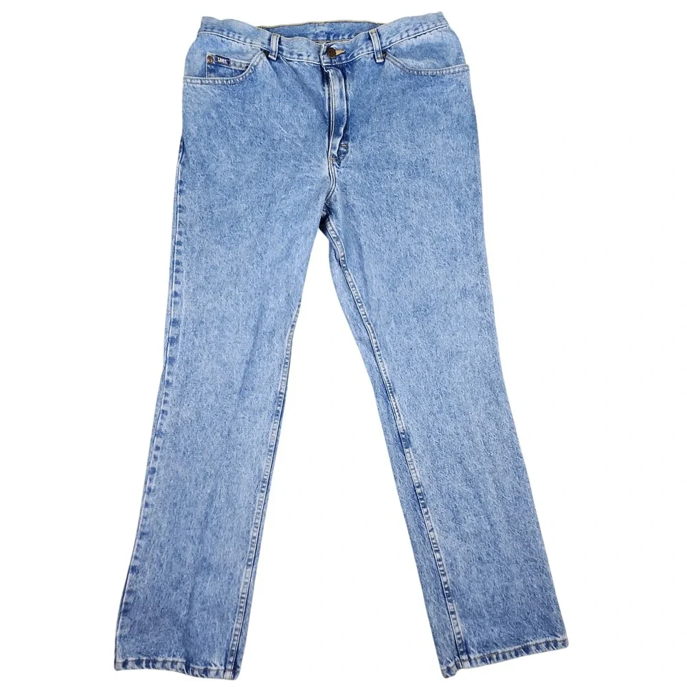 VTG Lee Jeans Men 40x34 (37x33) Blue Regular Fit Straight Leg Denim Workwear Dad